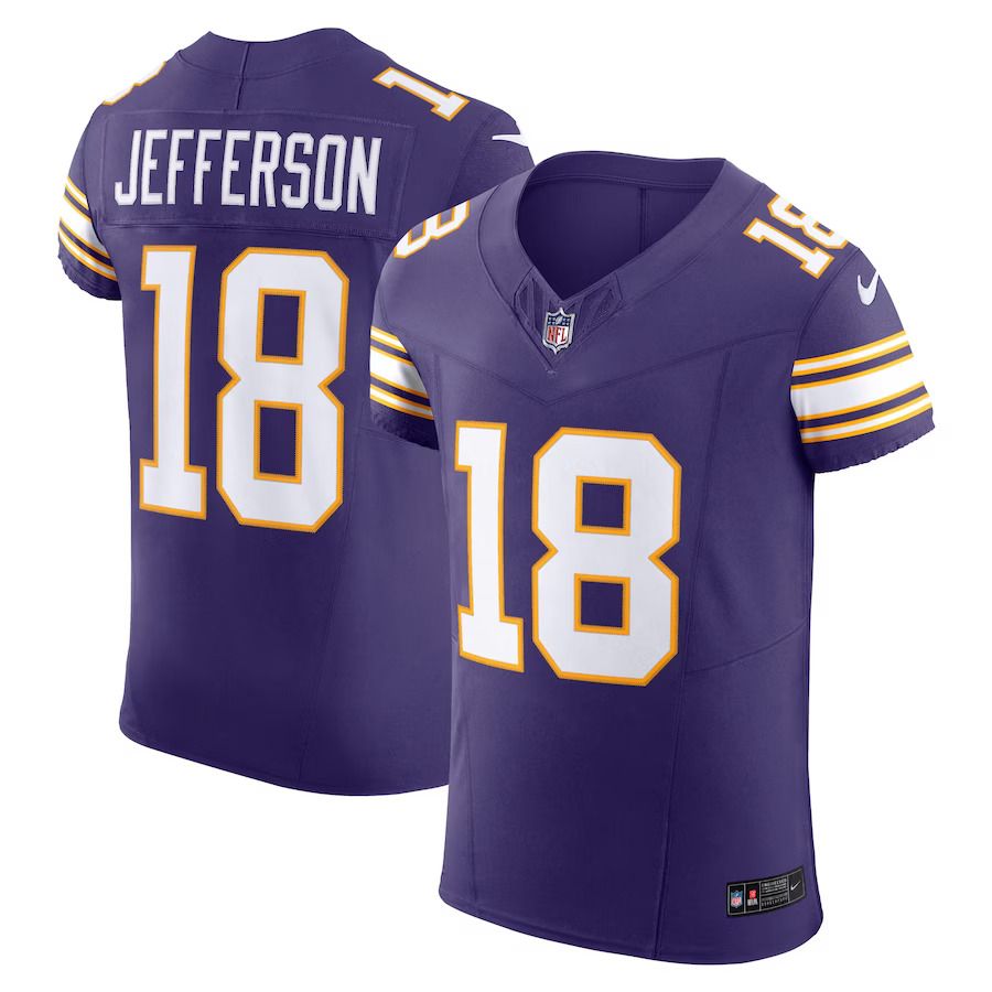 Men Minnesota Vikings #18 Justin Jefferson Nike Purple Alternate Vapor F.U.S.E. Elite NFL Jersey